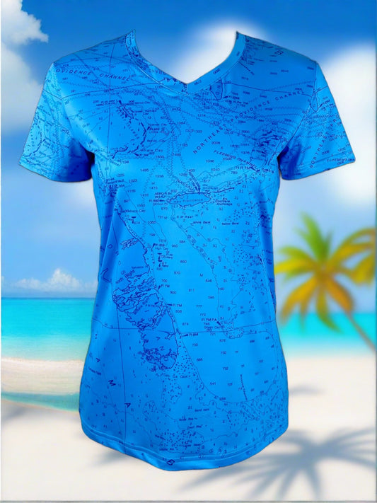 CASTAWAY Women's Bahama Blue Short Sleeve Performance Shirt