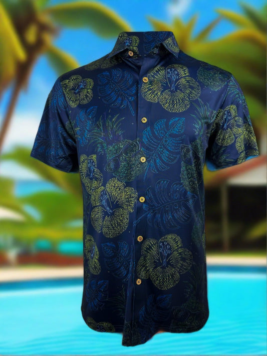 CASTAWAY Mens Pineapple Paradise Performance Button Up shirt