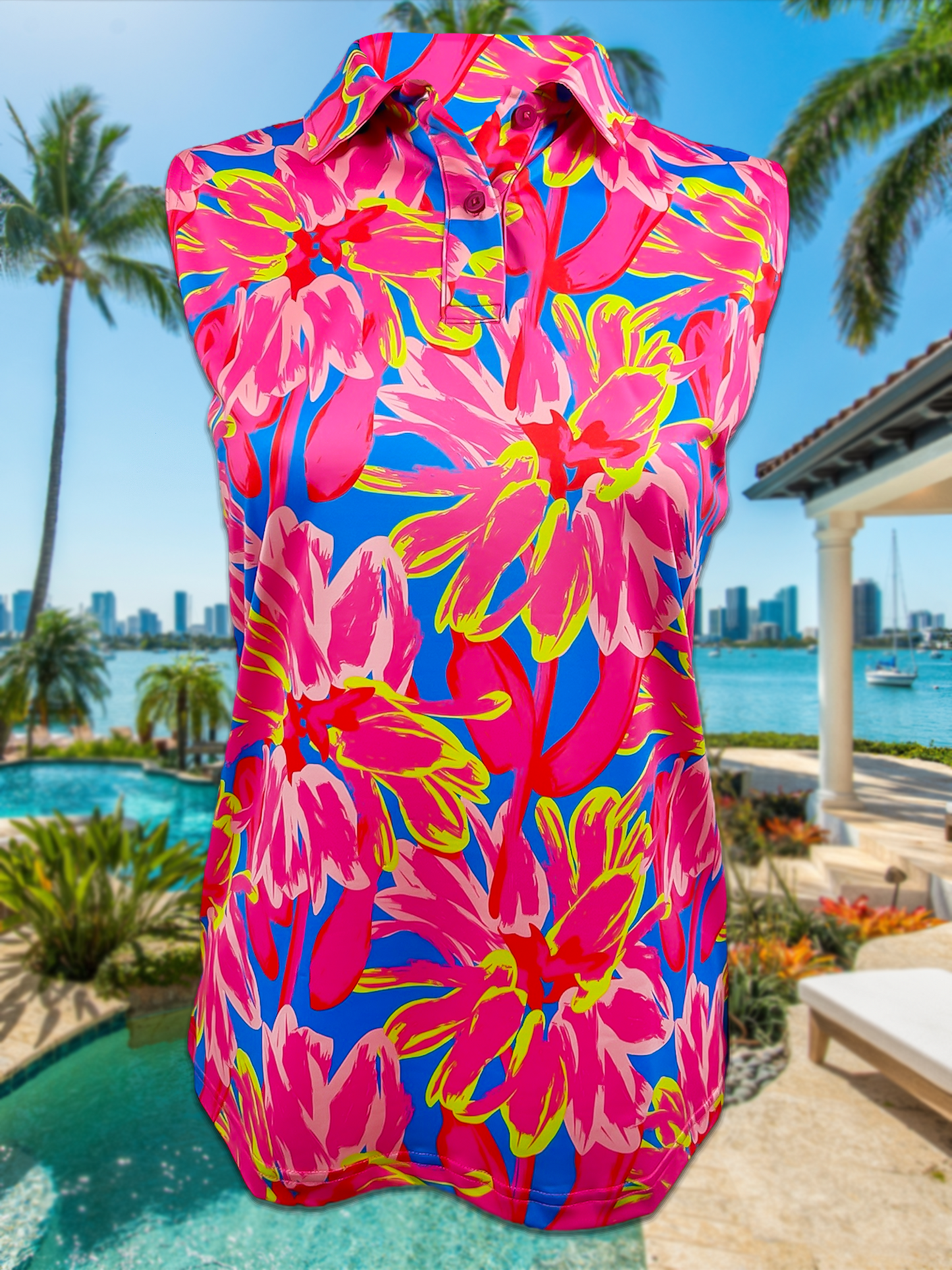 CASTAWAY Pink Passion Ladies Sleeveless Polo