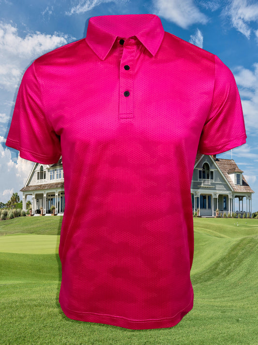 CASTAWAY Mens Hot Pink Coral Performance Polo